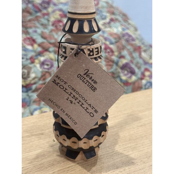 NWT 14" Verve Culture Wooden Traditional Molinillo Whisk Hand Carved Alder Wood - Picture 4 of 13